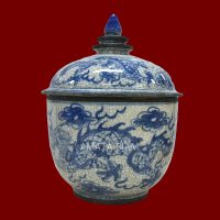 ภาชนะลายคราม ลวดลายมังกรสีน้ำเงินบนพื้นขาว - Image 3