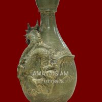 Celadon Glazed Vase with Applied Dragon Design - Image 4